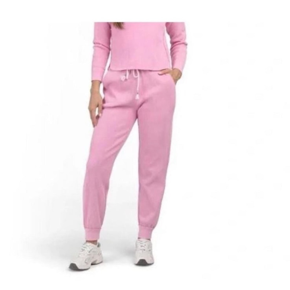 SUNNYSIDE BY SUNDRY PINK Waffle Knit Joggers Lounge Pants Womens Size SMALL